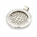 Women silver crystal plate locket pendant,stainless steel coin locket with disc